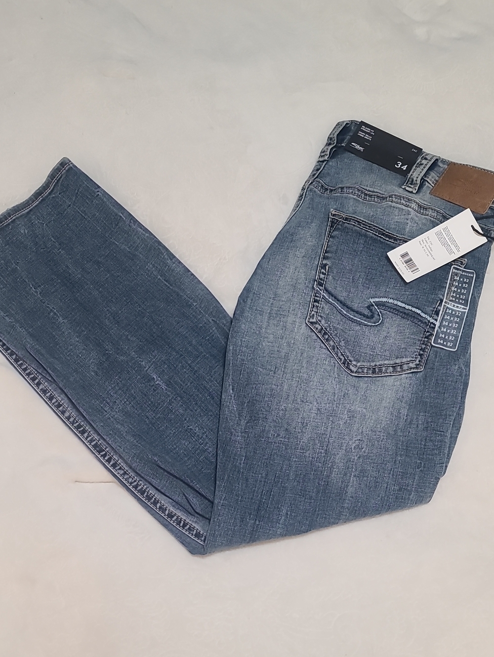 NWT Silver Jeans Men’s Relaxed Straight Leg Jeans Zac 34x32 Medium Wash